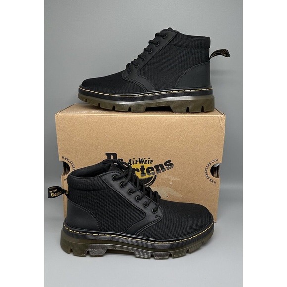 Dr. Martens BONNY Black Leather Lace Up Round Toe Boots Men’s Sz 6 Women’s Sz 7 - Picture 1 of 12